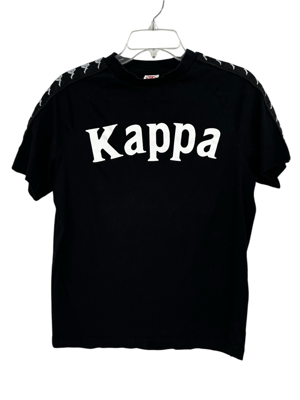 Kappa T-Shirt Black White Logo Spellout 100% Cotton Size Small